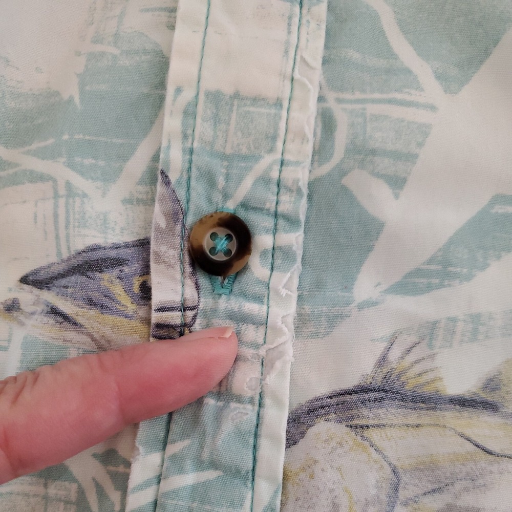 Columbia Shirt River Lodge Green Aqua Mens Large Fishing Short Sleeve Vented - Picture 8 of 13